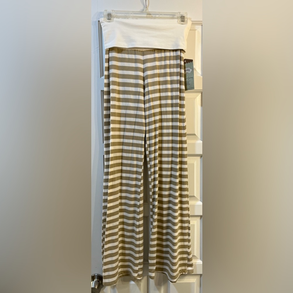 New With Tags Persnickety Tan and White striped Cotton Palazzo Pant Size XS